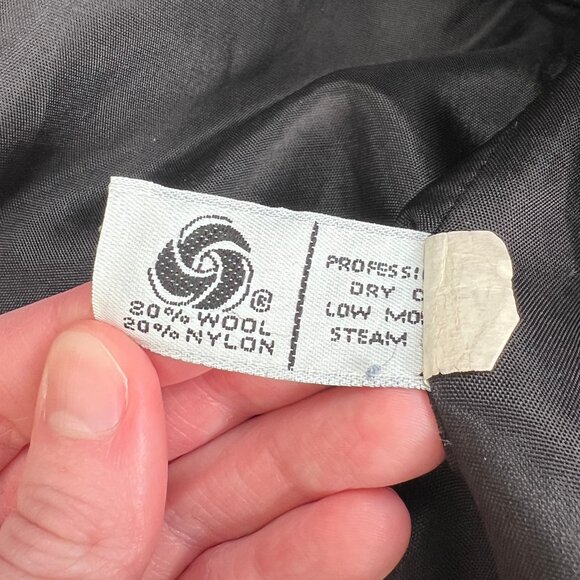 Vintage 80s Parisian Wool Peacoat Jacket Puff Sleeve Long Cuffs French Pea Coat - Picture 8 of 10